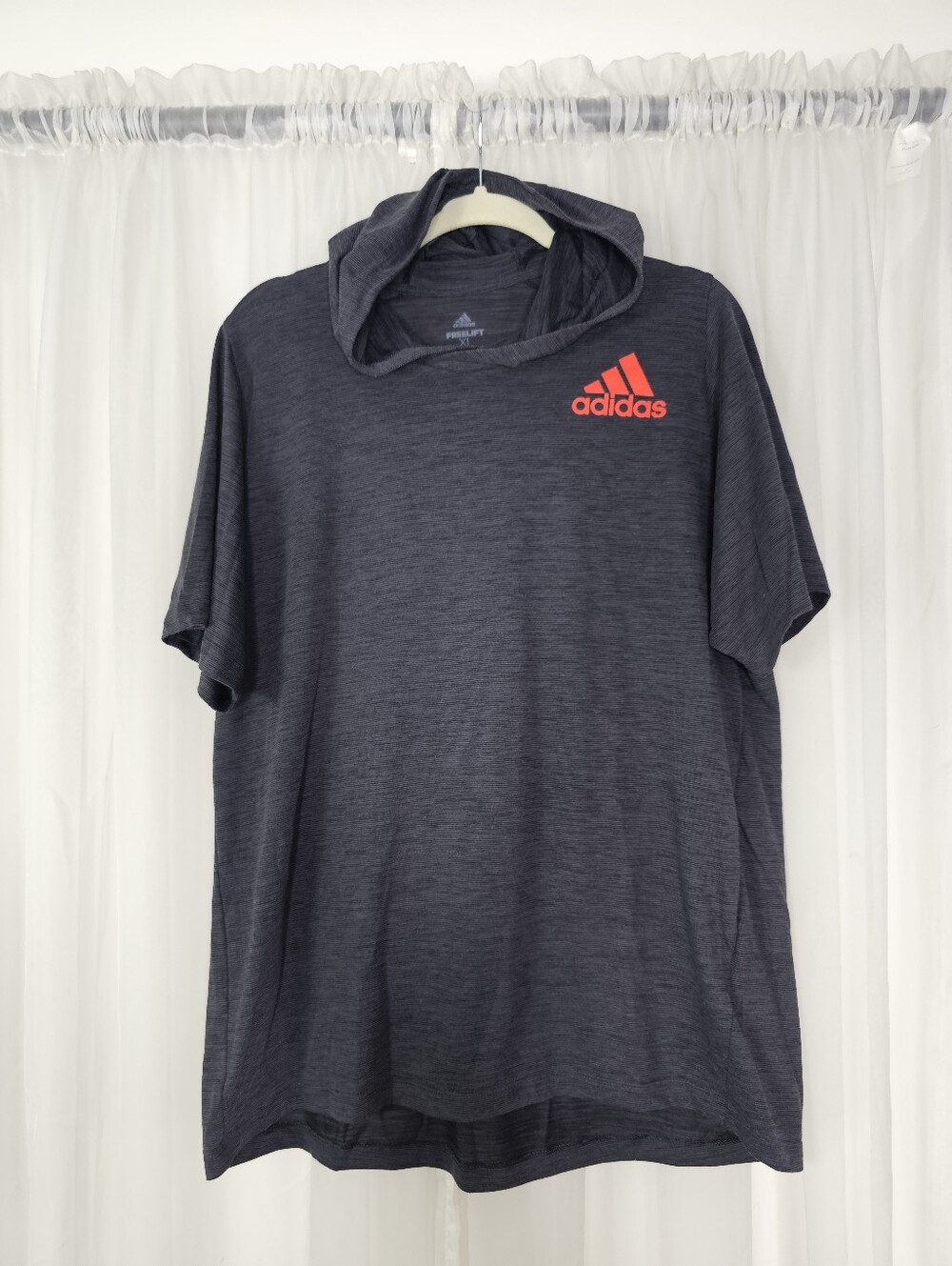 adidas FreeLift Heather Gray Short Sleeve Hoodie Tee XL DU0920